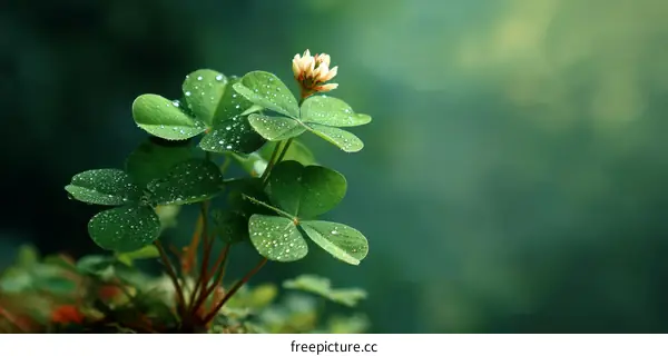 Dew Drops on a Clover Plant