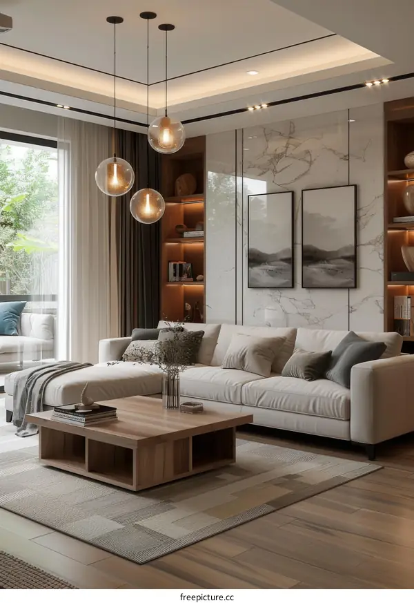 Luxurious and Inviting Modern Living Room with Natural Light