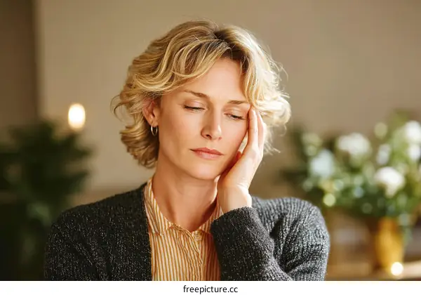 Thoughtful Woman Portrait in a Thoughtful Moment