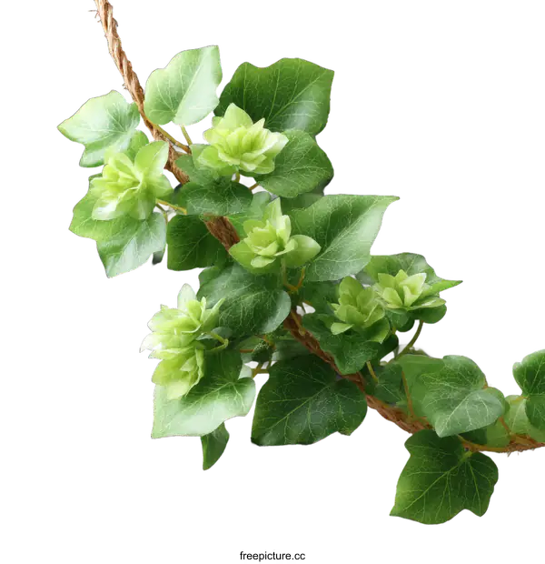 [Transparent Background PNG]Close-up of a Vibrant Ivy Branch with Delicate Blossoms