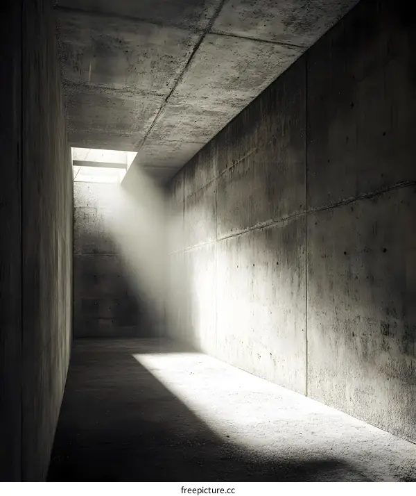 Light Beam in Concrete Corridor