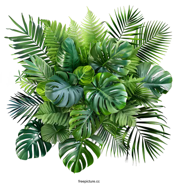 [Transparent Background PNG]Tropical Jungle Leaves Arrangement