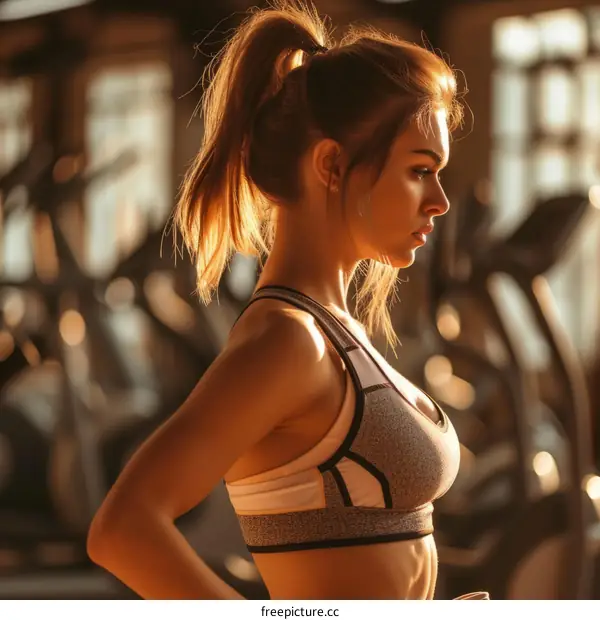 Portrait of a determined young woman in sportswear standing in a gym