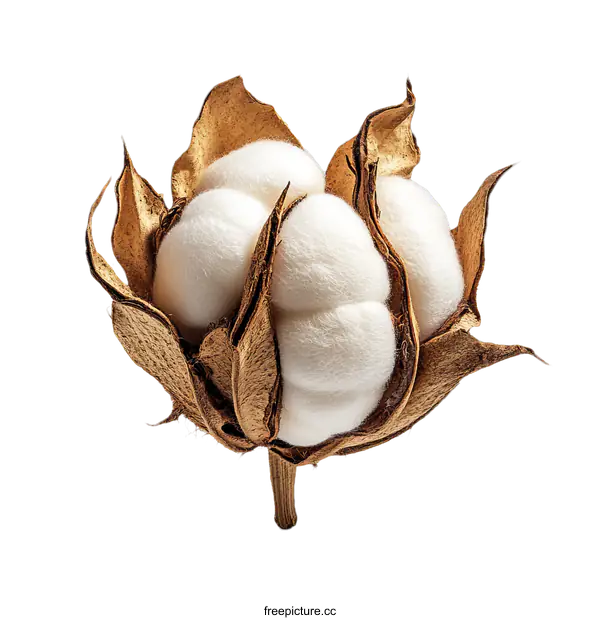 [Transparent Background PNG]Closeup of Cotton Boll on White Background