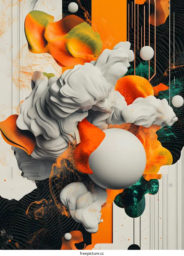 Abstract Art with Orange and Green Colors