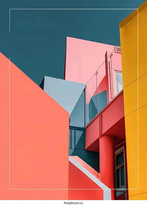 Modern Architecture with Colorful Walls and Geometric Shapes