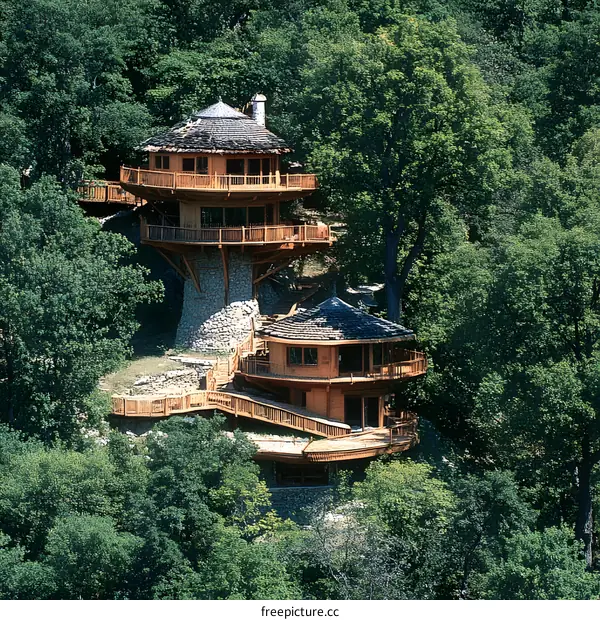 Two Treehouses Built in the Forest