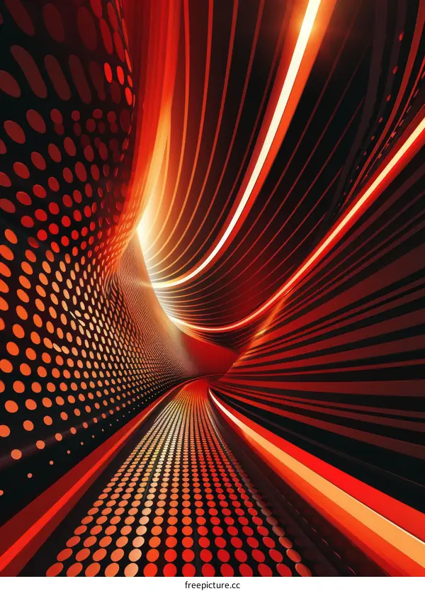 Abstract Sci-Fi Tunnel with Glowing Red Halo