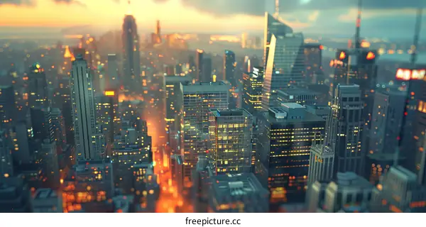 New York Cityscape Sunset