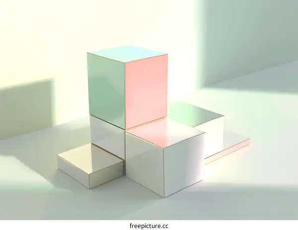 Abstract Minimalist 3D Cube Shape Pastel Color