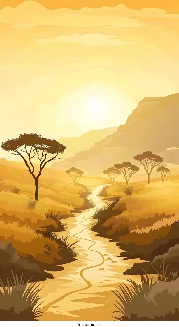 African Landscape With Winding Stream