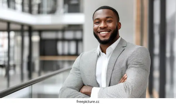Confident Businessman in Modern Office