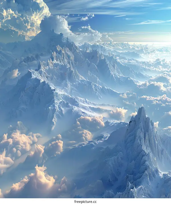Stunning Aerial View of Snowy Mountain Range