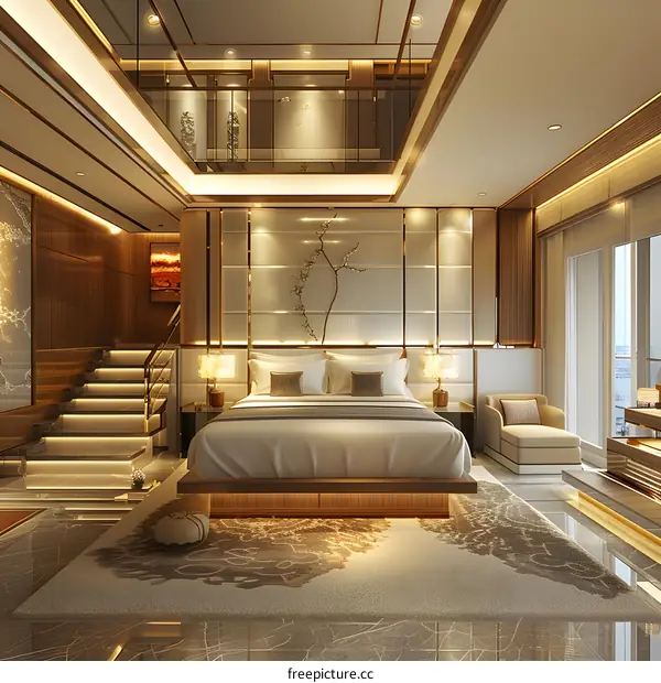 The interior of a luxury hotel room