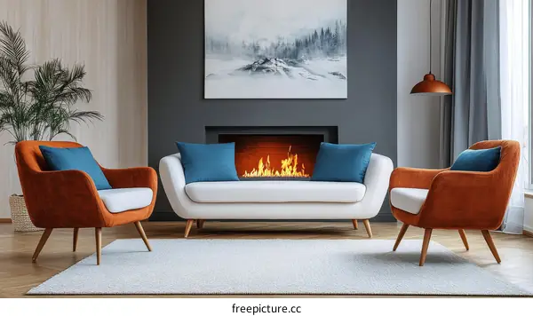 Modern Living Room Interior Design with Cozy Furniture