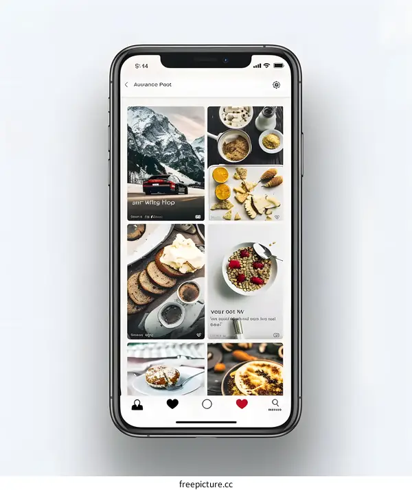 Mobile Phone Screen Showing Photos On Social Media App