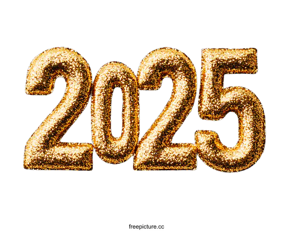 [Transparent Background PNG]Golden Glitter Numbers 2025 New Year