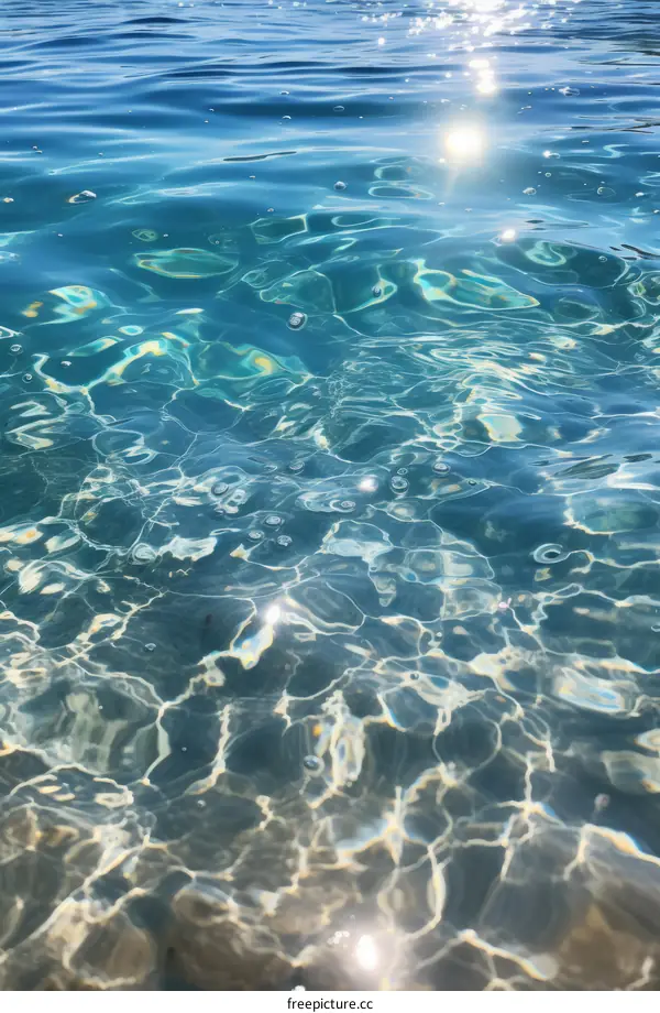 Sunlight shining through the ocean waves