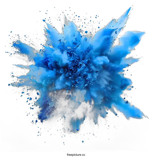 [Transparent Background PNG]Blue Powder Explosion on White Background