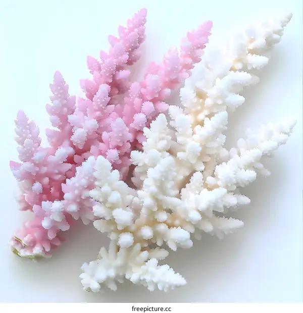 Three pieces of white and pink coral