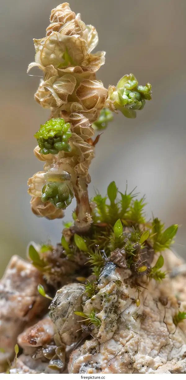 Macro Photography of Moss Growing on a Rock