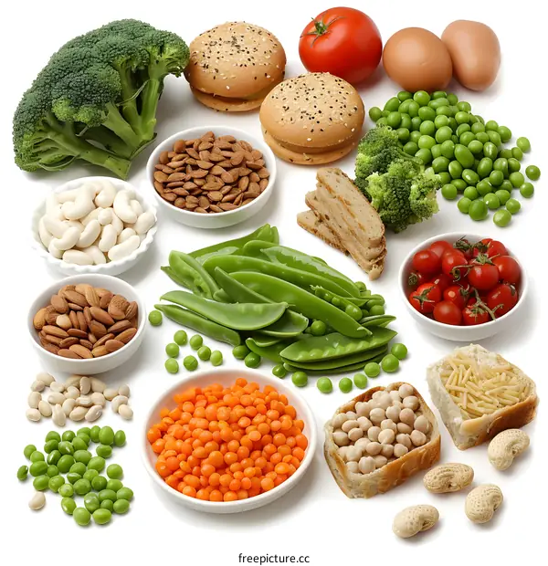 Healthy Food Ingredients Collection on White Background