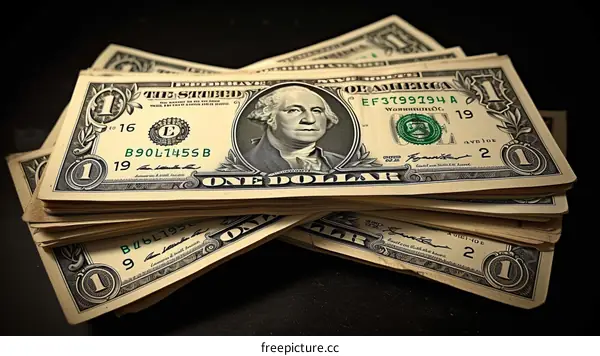 Stack of one dollar bills