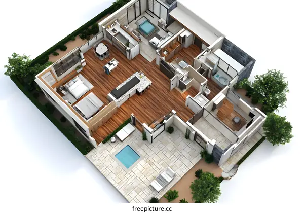 Modern House Floor Plan with Backyard