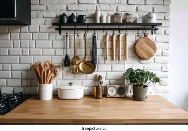 Modern Kitchen Decor with Wooden Utensils