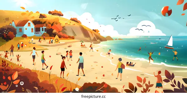 Happy Family Spending Time Together At The Beach