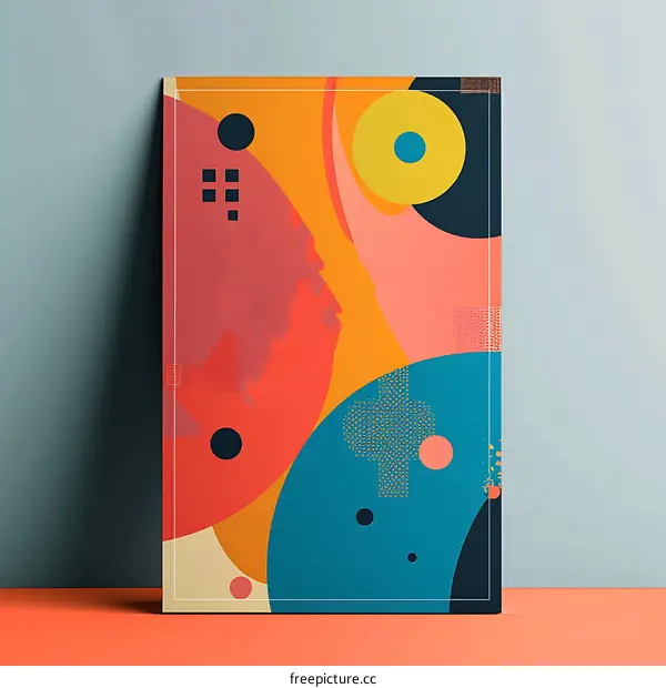 Abstract Geometric Art Poster With Colorful Shapes