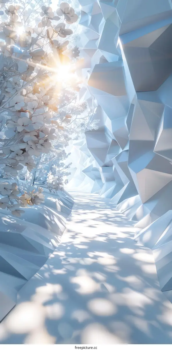 Snow-Covered Path Winding Through a Serene Forest