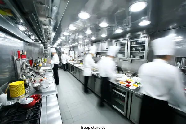 Professional Chefs Cooking in a Modern Restaurant Kitchen