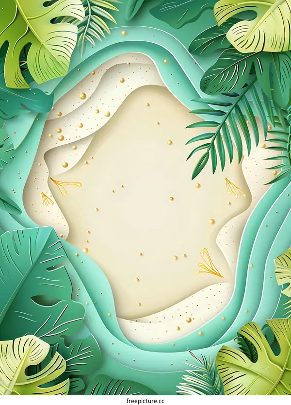 Tropical Leaves Paper Cut Background