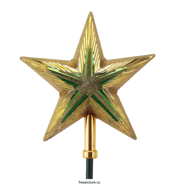 [Transparent Background PNG]Green and Gold Star Christmas Tree Topper