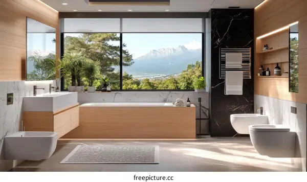 Modern Luxury Bathroom with Mountain View