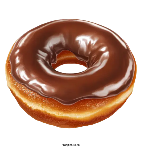 [Transparent Background PNG]Chocolate Glazed Donut Close-up