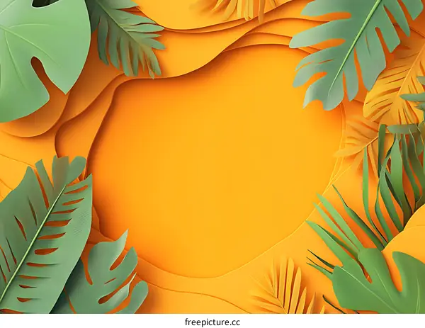 Tropical Leaves Paper Cut Out Background