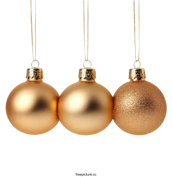 [Transparent Background PNG]Golden Christmas Ornaments Collection