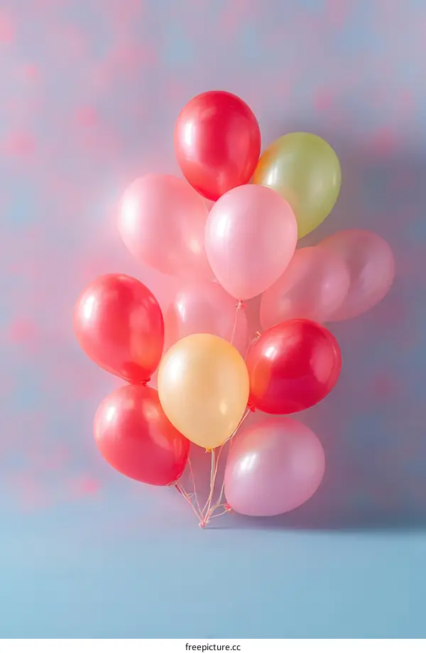 Colorful Bunch of Balloons Against a Pastel Background