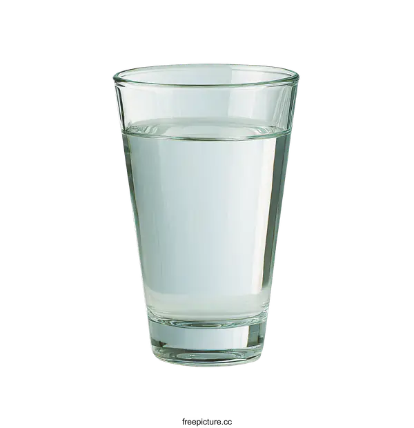 [Transparent Background PNG]Clear Glass of Water on White Background