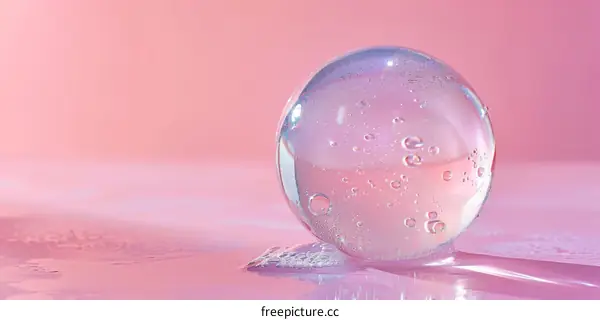 Crystal sphere on pink background