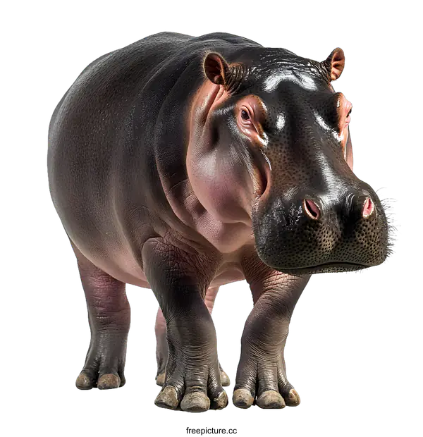 [Transparent Background PNG]Hippopotamus Standing on a White Background