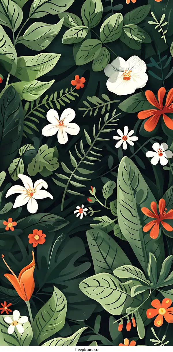 Tropical Floral Pattern Seamless Illustration Design