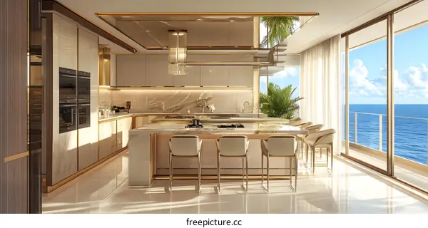 Modern Luxury Kitchen with Ocean View