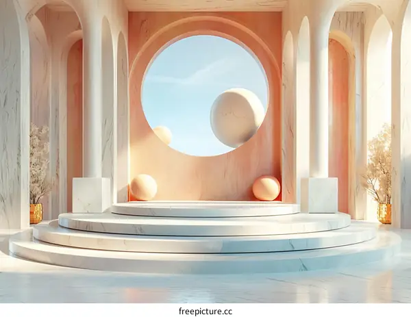 Elegant Marble Podium with Soft Hues
