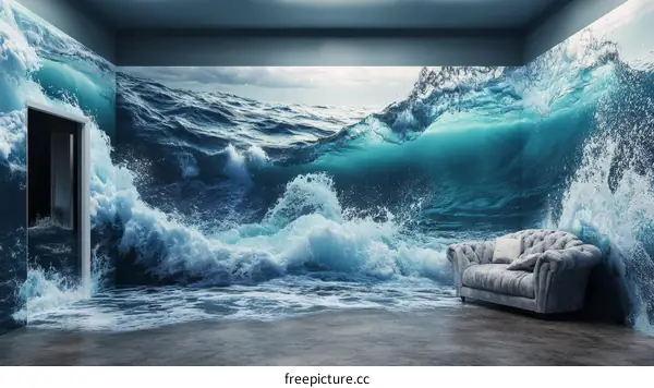 Surreal Ocean Waves Room Interior