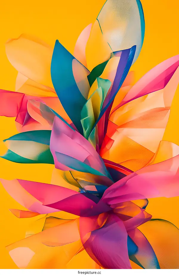 Abstract Colorful Fabric on Yellow Background