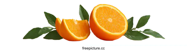 [Transparent Background PNG]Fresh Orange Slices with Leaves