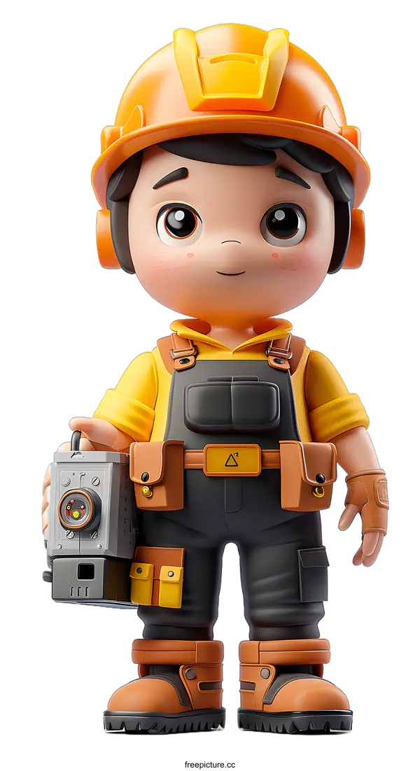 [Transparent Background PNG]3D Cute Worker Character